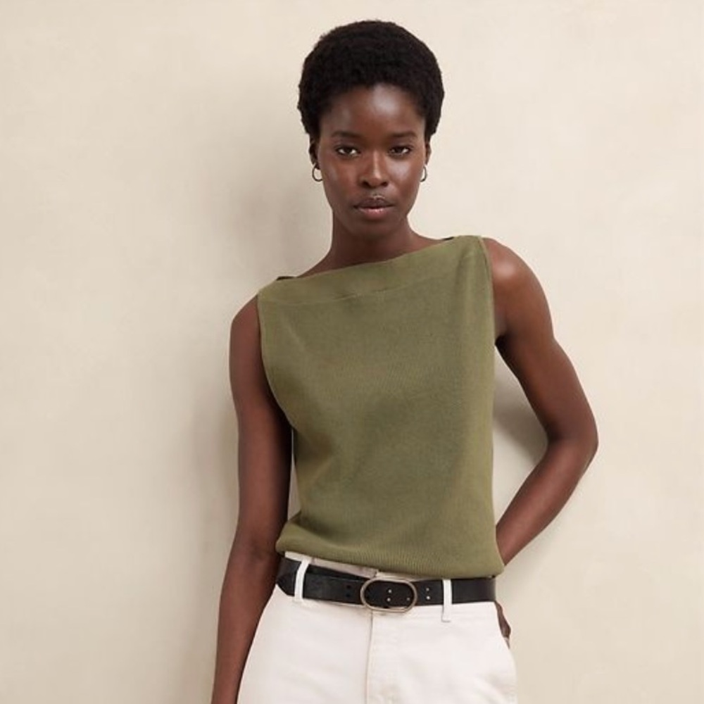 Banana Republic Factory Ribbed Boat-Neck Sweater Knit Tank Top Size XL NWT